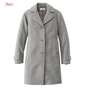 LL Bean Grey Wool Coat Size 10